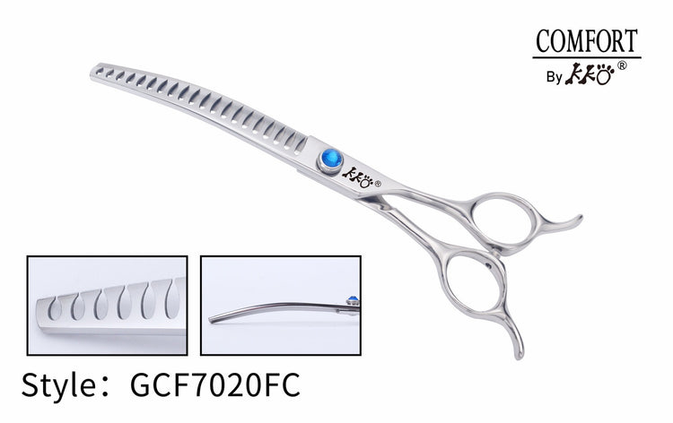 KKO Comfort Line Scissors Curved Chunker with 20 Flat Teeth 7"