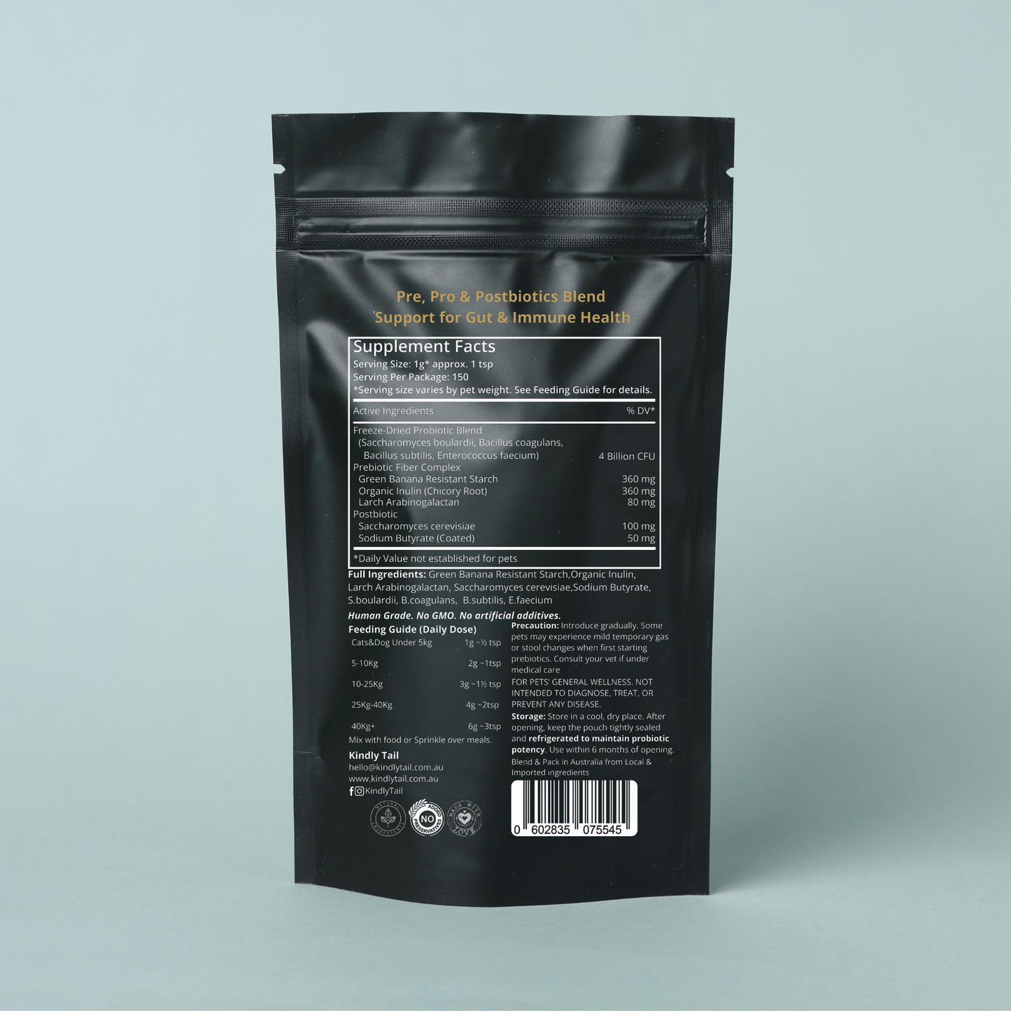 Kindly Tail Synbiotic 3.0 Pre + Pro + Postbiotic Support for Dogs & Cats