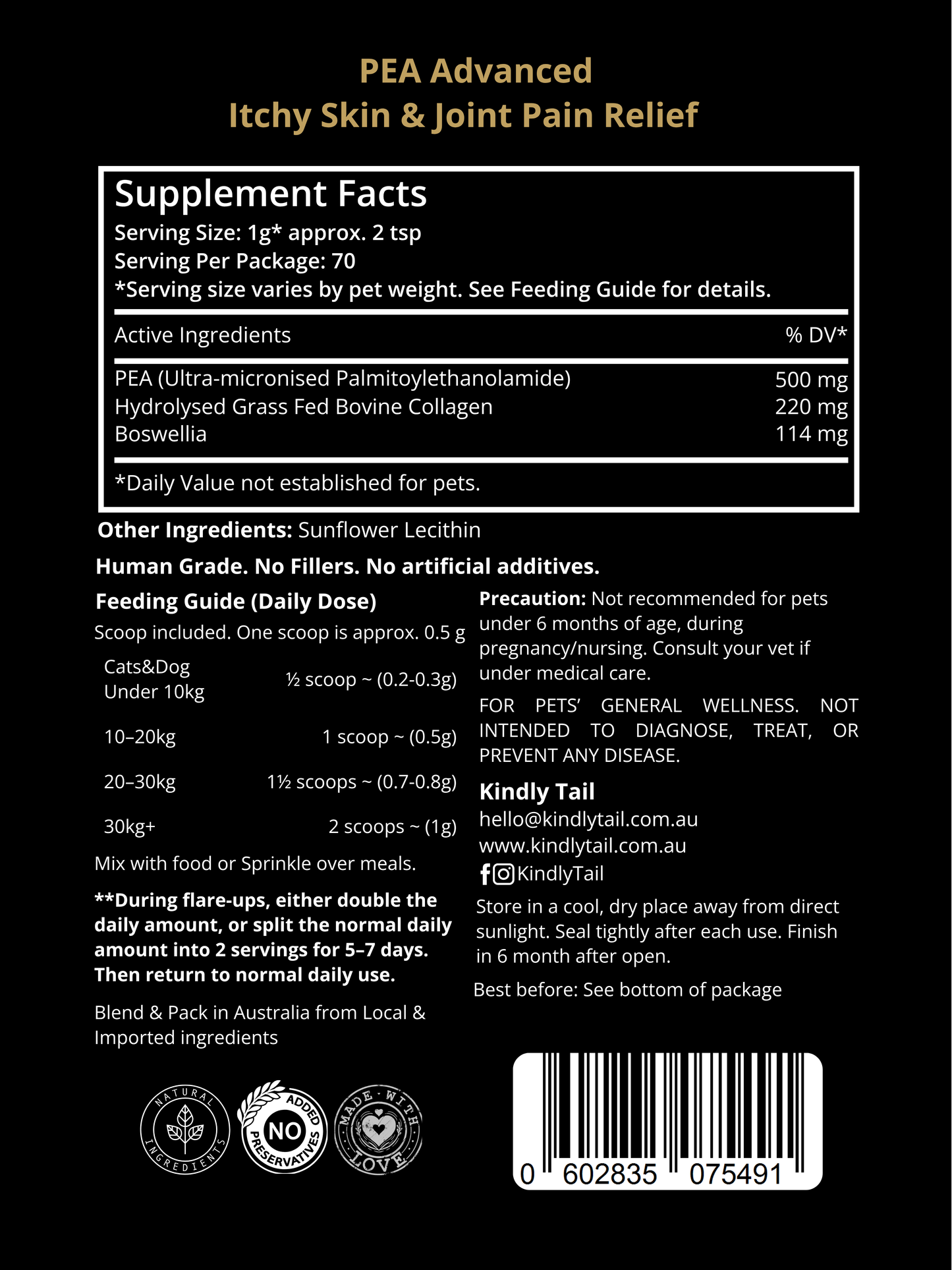 Kindly Tail PEA Advanced for Dogs & Cats