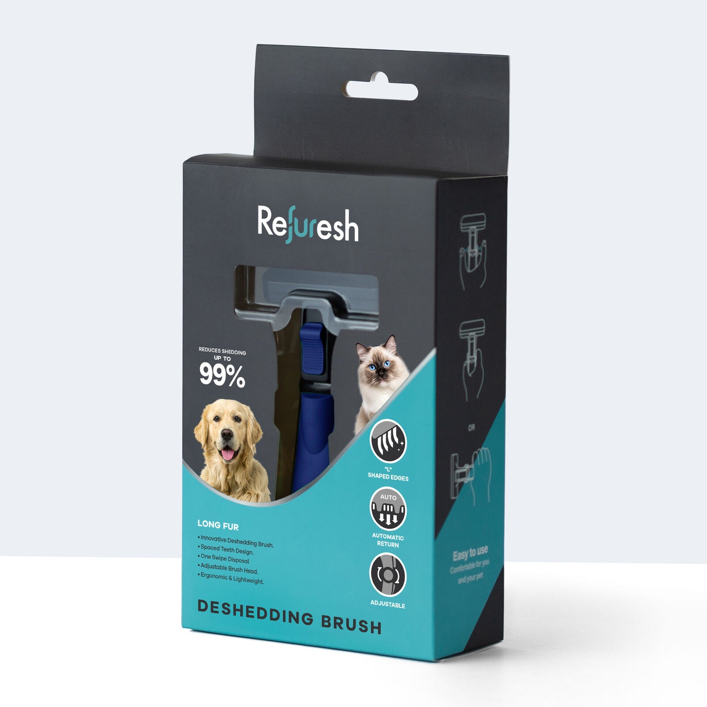 Refuresh Gentle Deshedding Brush for Long Hair - Blue