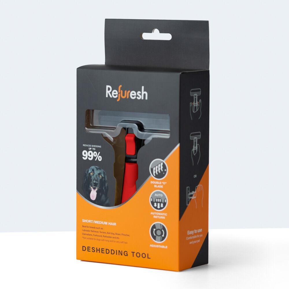 Refuresh Gentle Deshedding Brush for Short/Medium Hair - Red