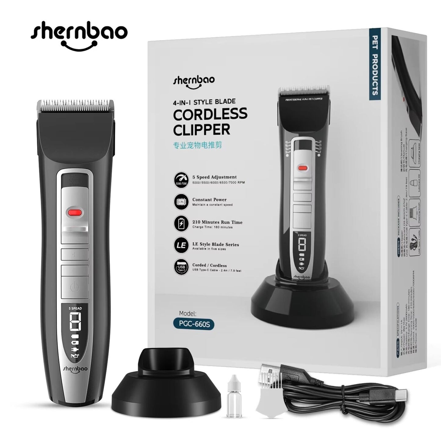 Shernbao Smart Digital 4-in-1 Adjustable Clipper PGC660S