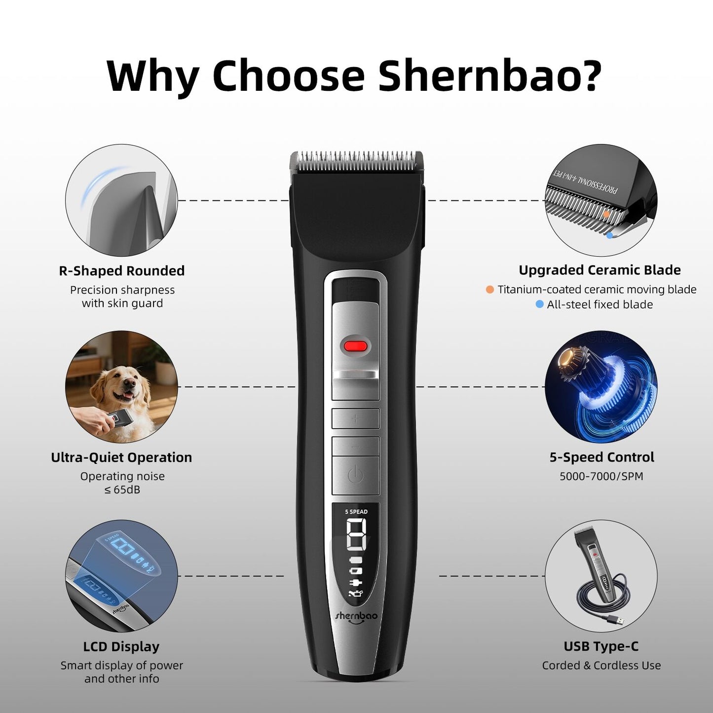 Shernbao Smart Digital 4-in-1 Adjustable Clipper PGC660S