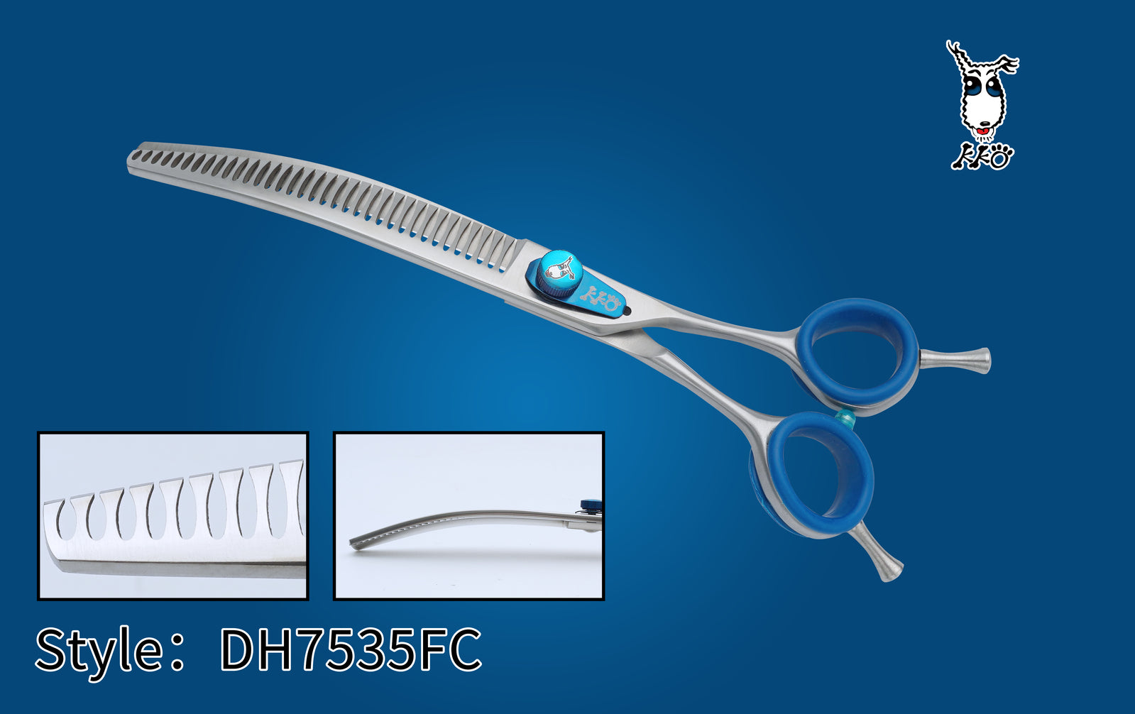 KKO Japanese Scissors Curved Chunker with 35 Flat Teeth 7.5