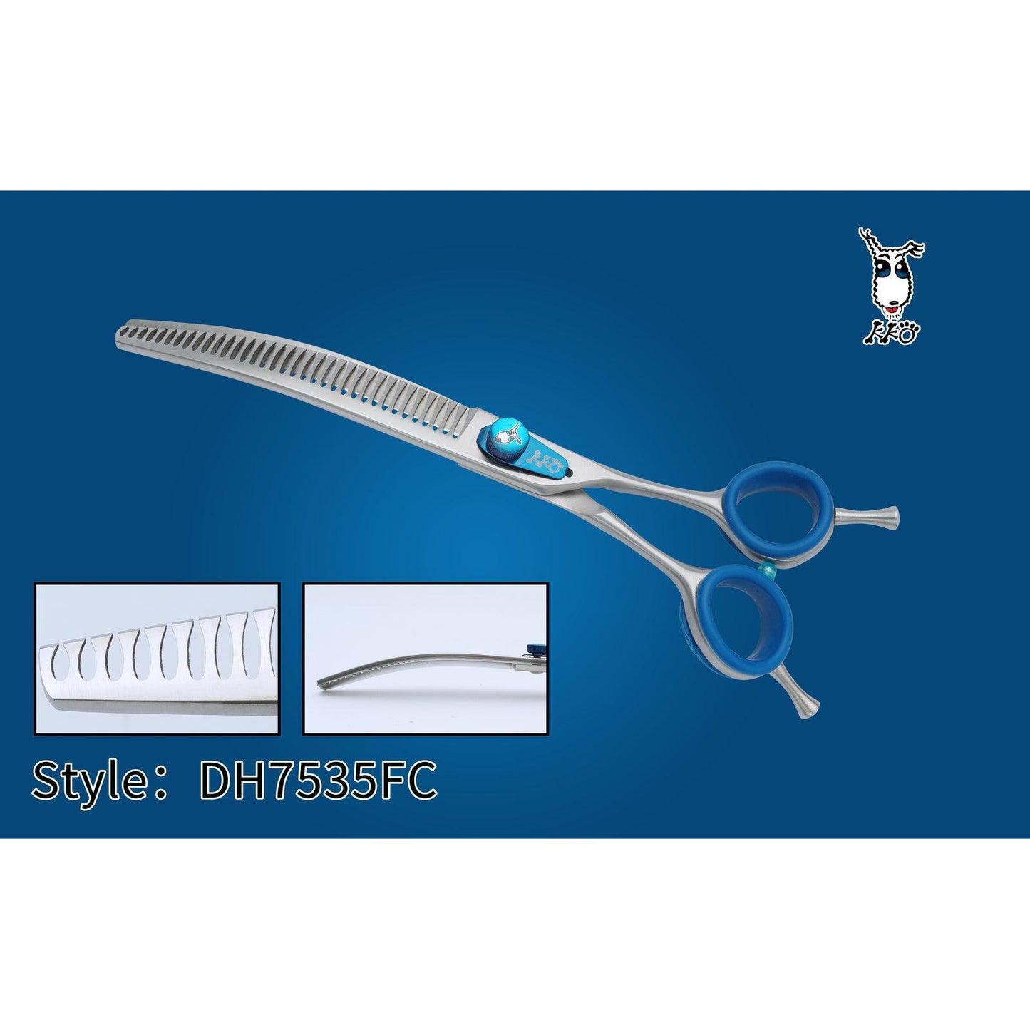 KKO Japanese Scissors Curved Chunker with 35 Flat Teeth 7.5"