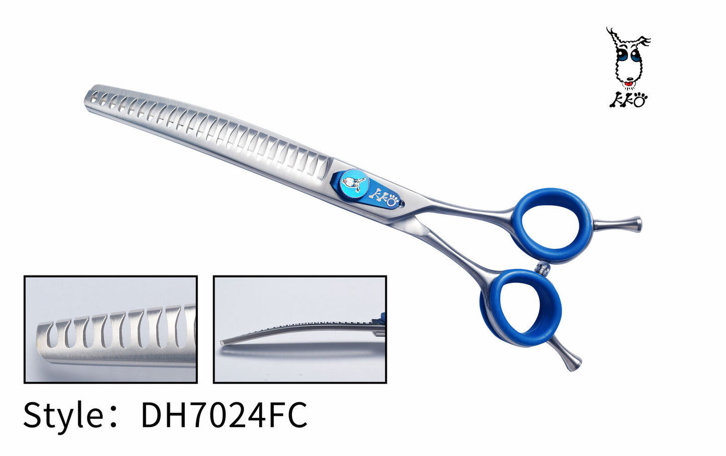 KKO Japanese Scissors Curved Chunker with 24 Flat Teeth 7"